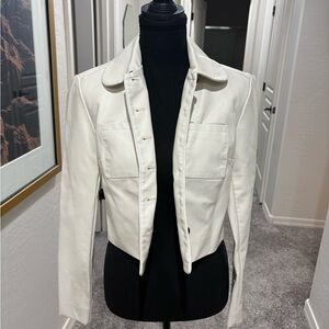 Anthropologie White faux leather jacket
